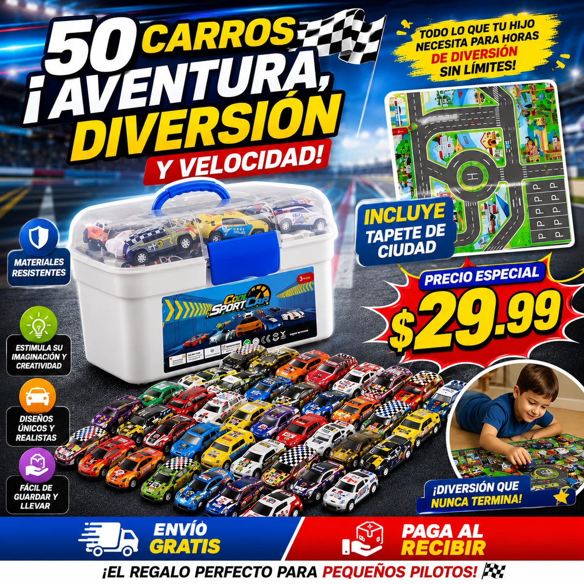Set con 50 carritos